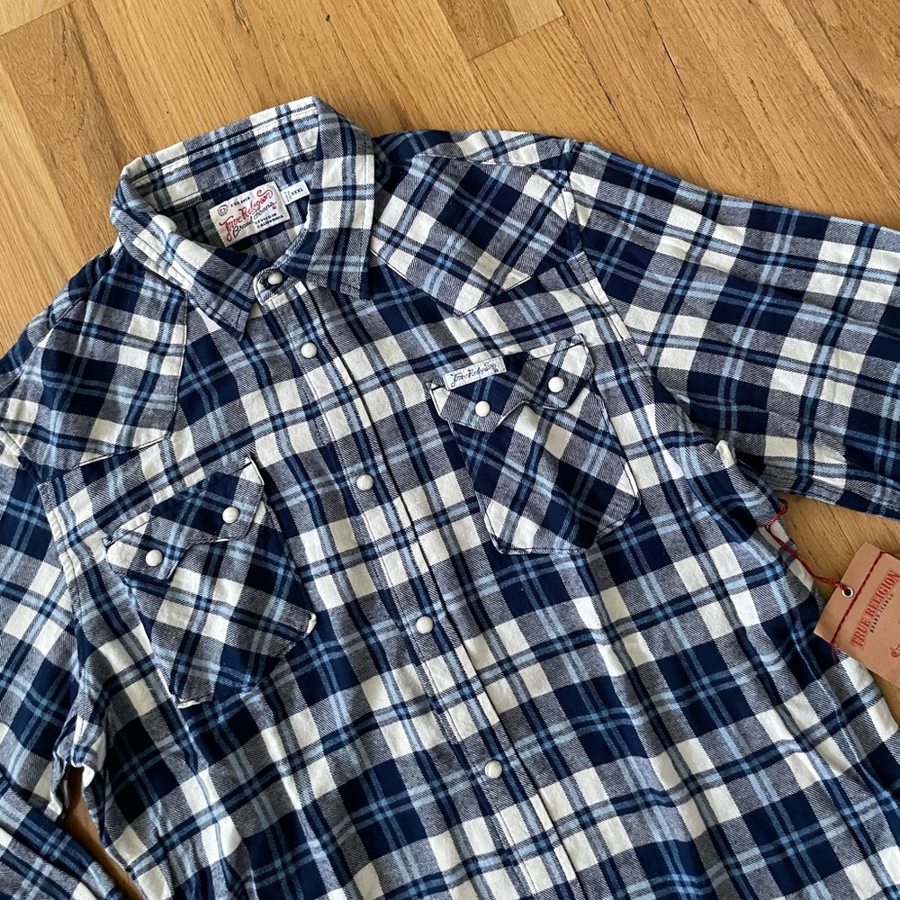 Blue flannel True Religion shirt